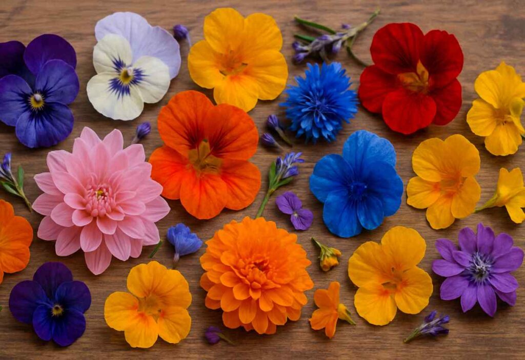 flores comestíveis coloridas